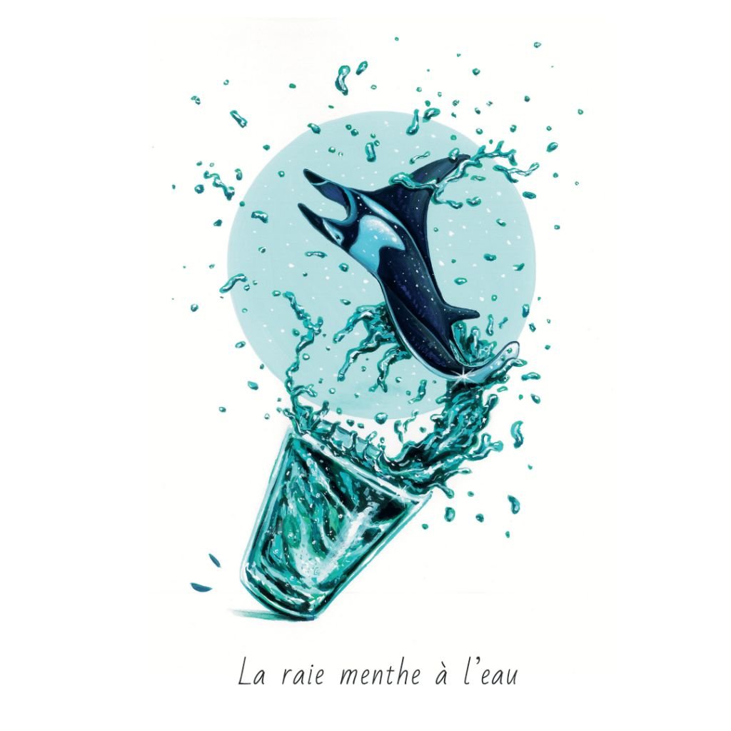 Dessin "La raie menthe à l'eau" à la gouache